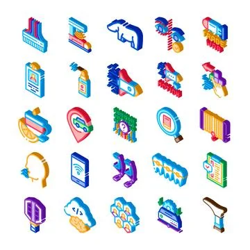 Isometric technology icon set illustrating digital communication イラスト素材