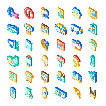 Isometric technology icons collection symbolizing modern business concepts Stockillustratie
