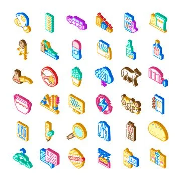 Isometric technology icons representing various services and objects 스톡 일러스트