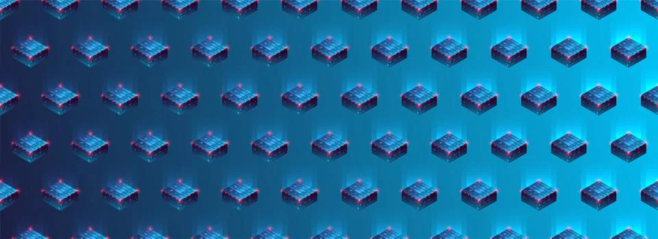 Isometric technology towers simple pattern. Stockillustratie