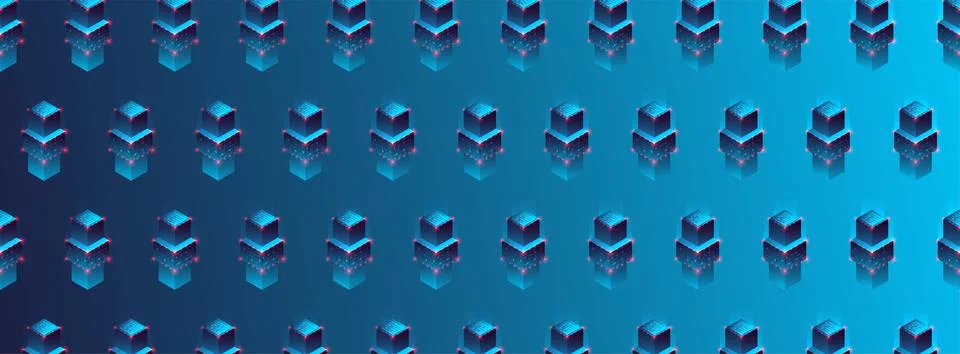 Isometric technology towers simple pattern. Stock Illustration