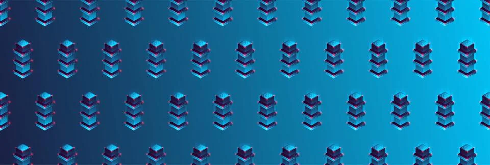 Isometric technology towers simple pattern. Illustrazione stock