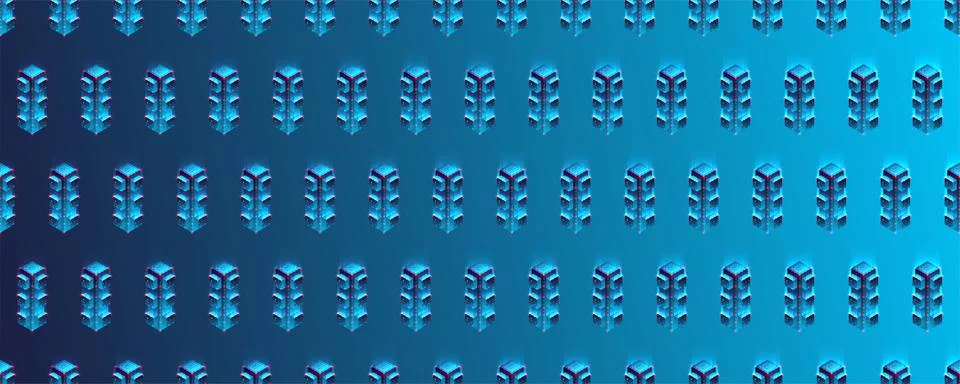 Isometric technology towers simple pattern. Stock Illustration