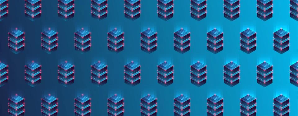 Isometric technology towers simple pattern. イラスト素材