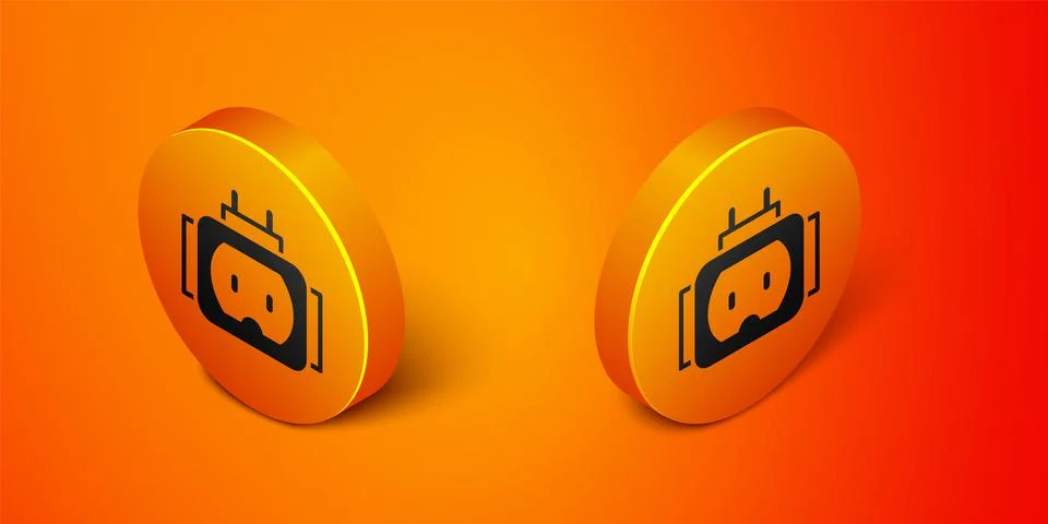 Isometric Tee plug electric with clipping path icon isolated on orange Stock Illustration
