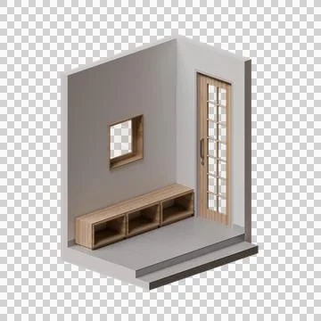 Isometric Terrace 3D Render Illustration Stock Illustration