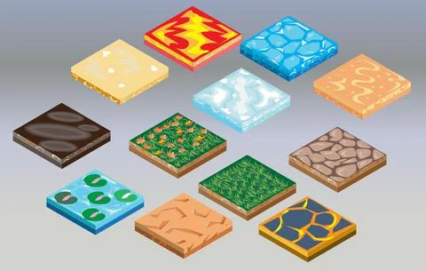 Isometric Terrain and Surface Texture Stock Illustration