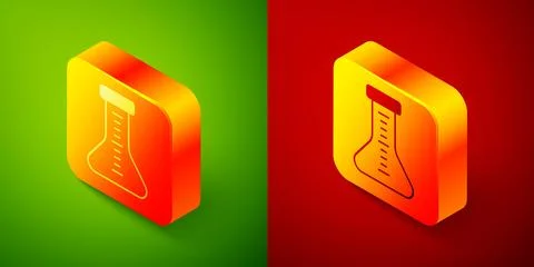 Isometric Test tube and flask chemical laboratory test icon isolated on gre.. Illustrazione stock