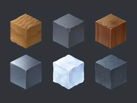 Isometric texture cubes for game Illustrazione stock