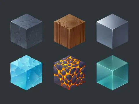 Isometric texture cubes for game Illustrazione stock