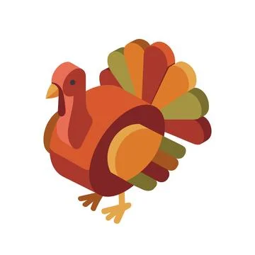 Isometric Thanksgiving Turkey Vector Illustration on white background isolate Stock Illustration