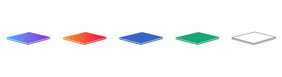 Isometric Thin Square Slab Vector Icon Set Illustrazione stock
