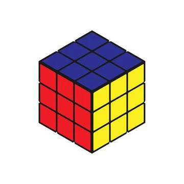 Isometric three dimensional solved rubik's cube Stock-Illustration
