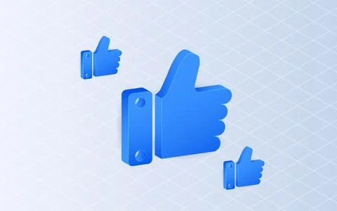 Isometric thumb up hand gesture on white background. Like symbol concept Stock Illustration
