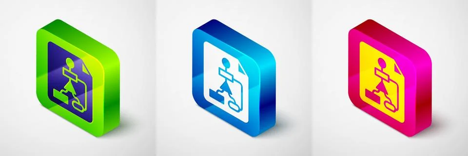 Isometric Tile flowchart for program design or process management plan icon Stock Illustration