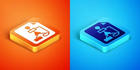 Isometric Tile flowchart for program design or process management plan icon Stock Illustration