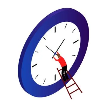 Isometric time management concept on white Stock Illustration