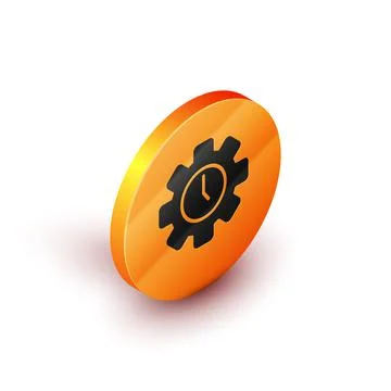 Isometric Time Management icon isolated on white background. Clock and gear sign Stock-Illustration