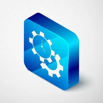 Isometric Time Management icon isolated on grey background. Clock and gear sign Stock-Illustration