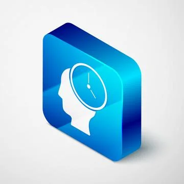 Isometric Time Management icon isolated on grey background. Clock and gear si 스톡 일러스트