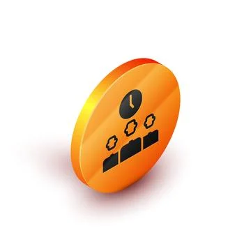 Isometric Time Management icon isolated on white background. Clock and gear s Stock Illustration