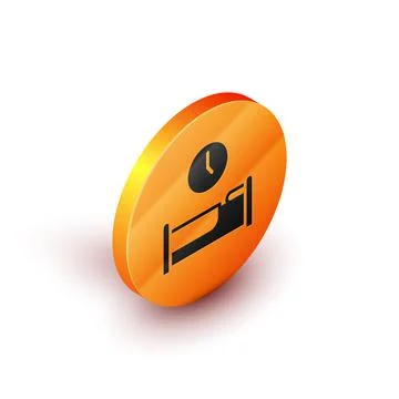 Isometric Time to sleep icon isolated on white background. Orange circle button Illustrazione stock