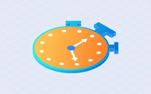 Isometric timer clock. Stopwatch isolated on white background Stock Illustration