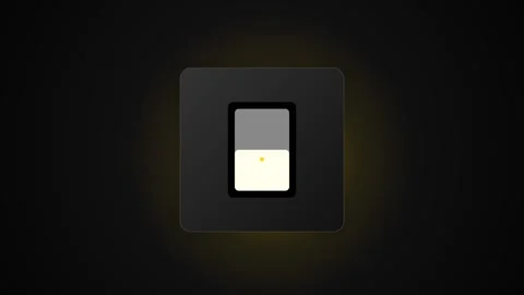 Isometric toggle switch flipping with radiant yellow glow on dark background Stock Footage 346611995