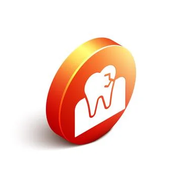 Isometric Tooth with caries icon isolated on white background. Tooth decay Illustrazione stock
