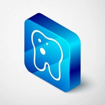 Isometric Tooth with caries icon isolated on grey background. Tooth decay. Blue Illustrazione stock