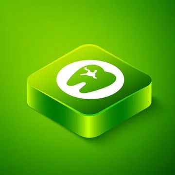 Isometric Tooth with caries icon isolated on green background. Tooth decay Illustrazione stock