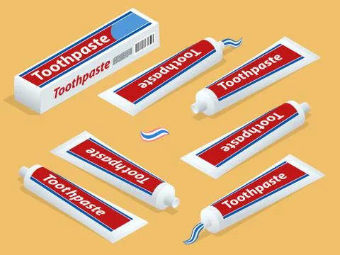 Isometric Toothbrush and Toothpaste on a background Illustrazione stock