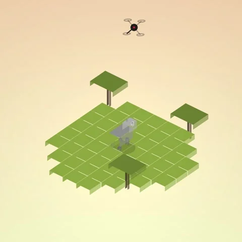 Isometric Top View: Minimalist Green Grid Pattern Background for Design Stock Footage 344776783