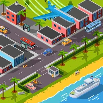 Isometric Top View Transport Concept Illustrazione stock