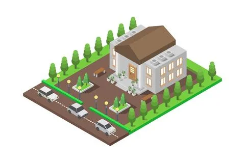 Isometric Town Hall on Background Stock Illustration