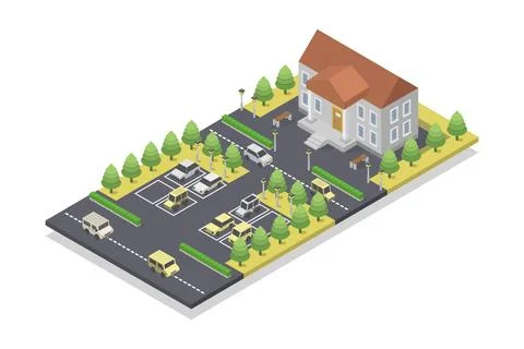 Isometric Town Hall on Background Stock Illustration