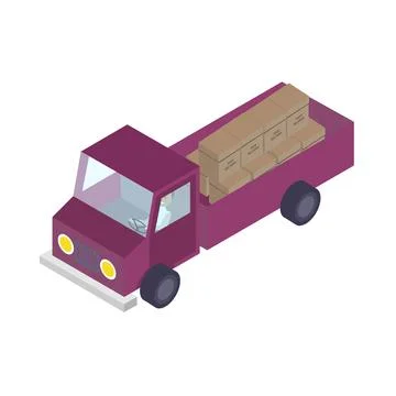 Isometric track delivery with boxes vector illusatration Stock-Illustration