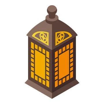 Isometric traditional arabic lantern shining with warm light Stock Illustration