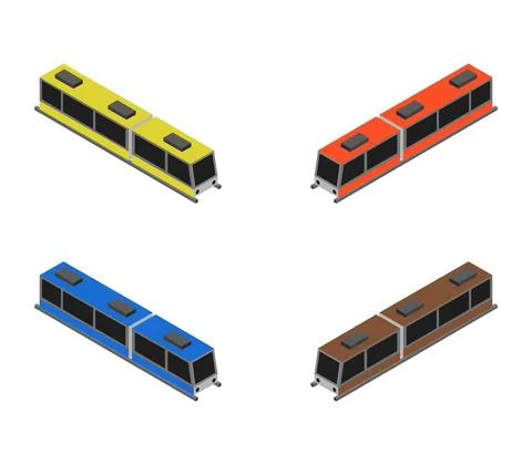 Isometric train icon illustrated in vector on white background Illustrazione stock