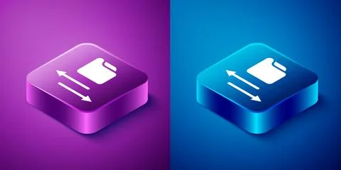 Isometric Transfer files icon isolated on blue and purple background. Copy .. 스톡 일러스트
