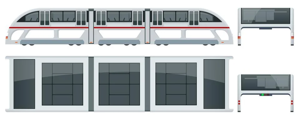 Isometric Transit Elevated Bus in China. Straddling bus, straddle bus, land Stock Illustration