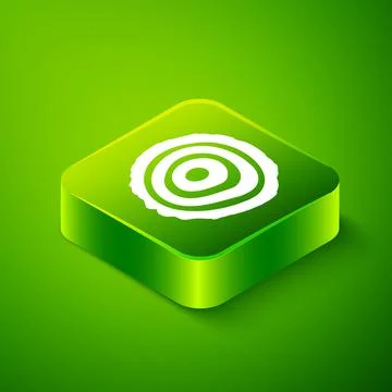 Isometric Tree rings icon isolated on green background. Wooden cross section Stock Illustration