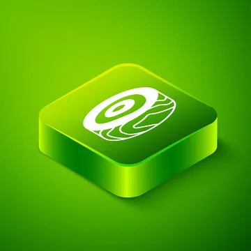 Isometric Tree rings icon isolated on green background. Wooden cross section Stock Illustration