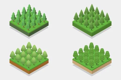 Isometric trees illustrated on background Stock Illustration