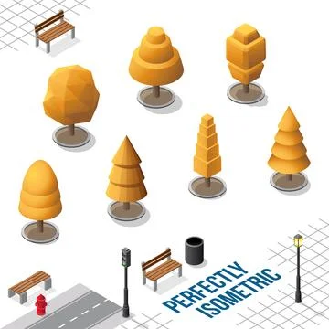 Isometric Trees Set 24 isolated on White Stock Illustration