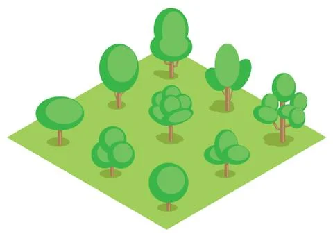 Isometric trees set Stock Illustration