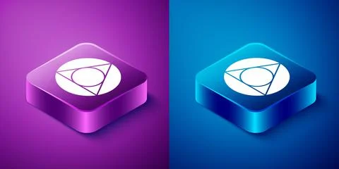 Isometric Triangle math icon isolated on blue and purple background. Square Stock Illustration