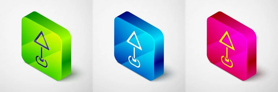 Isometric Triangle warning blank icon isolated on grey background. Traffic rules Stock Illustration