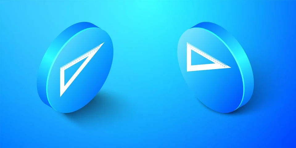 Isometric Triangular ruler icon isolated on blue background. Straightedge symbol Ilustración de archivo