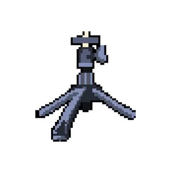 Isometric tripod camera pixel art vector illustration 스톡 일러스트